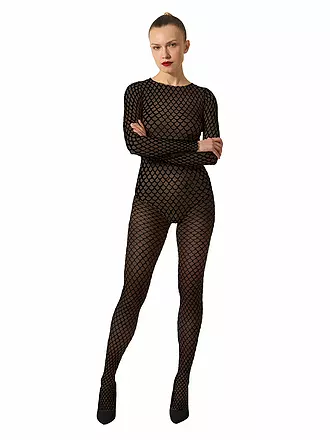 WOLFORD | Medias de moda VELVET NET ILLUSION Fairly Light/White | schwarz